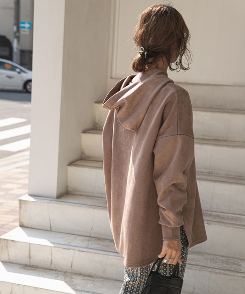 rectangle（レクタングル）の「スエードパーカー（パーカー・レディース・ブルーグレー/モカ・FREE）」の15枚目の写真