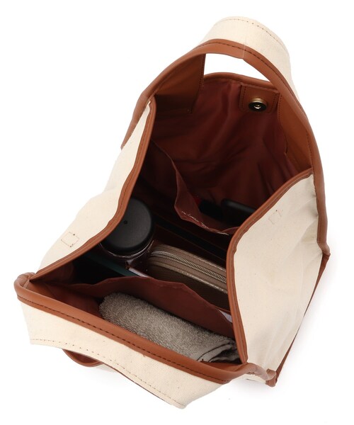 SHOO・LA・RUE（シューラルー）の「◆キャンバスパイピング台形トート（トートバッグ・レディース・グレー/ナチュラル/ブラウン系8/ライトグリーン・00）」の12枚目の写真