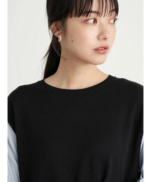 earth music&ecology（アースミュージックアンドエコロジー）の「レイヤード風ニットワンピース ＊（ワンピース・レディース・ブラック/ライトベージュ/ミント・FREE）」の7枚目の写真