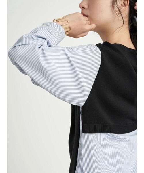 earth music&ecology（アースミュージックアンドエコロジー）の「レイヤード風ニットワンピース ＊（ワンピース・レディース・ブラック/ライトベージュ/ミント・FREE）」の8枚目の写真