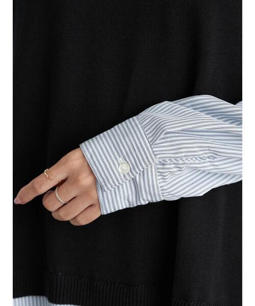 earth music&ecology（アースミュージックアンドエコロジー）の「レイヤード風ニットワンピース ＊（ワンピース・レディース・ブラック/ライトベージュ/ミント・FREE）」の10枚目の写真