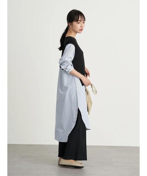 earth music&ecology（アースミュージックアンドエコロジー）の「レイヤード風ニットワンピース ＊（ワンピース・レディース・ブラック/ライトベージュ/ミント・FREE）」の14枚目の写真