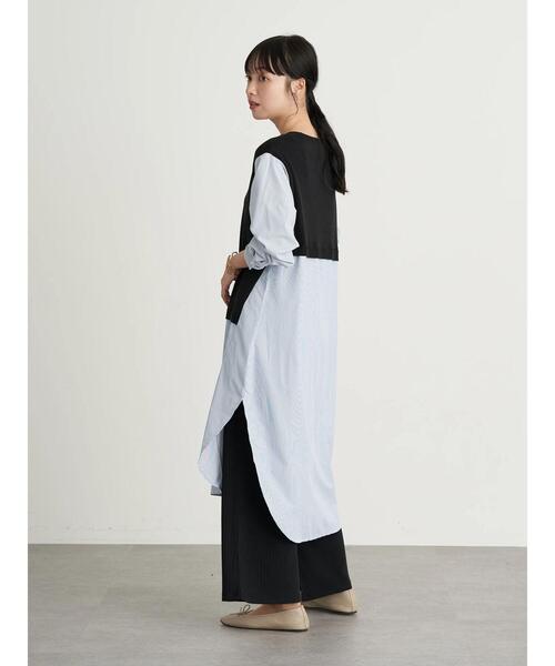 earth music&ecology（アースミュージックアンドエコロジー）の「レイヤード風ニットワンピース ＊（ワンピース・レディース・ブラック/ライトベージュ/ミント・FREE）」の15枚目の写真