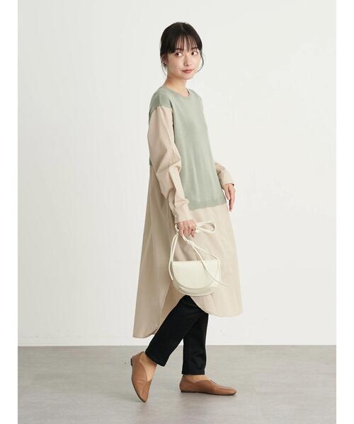 earth music&ecology（アースミュージックアンドエコロジー）の「レイヤード風ニットワンピース ＊（ワンピース・レディース・ブラック/ライトベージュ/ミント・FREE）」の18枚目の写真