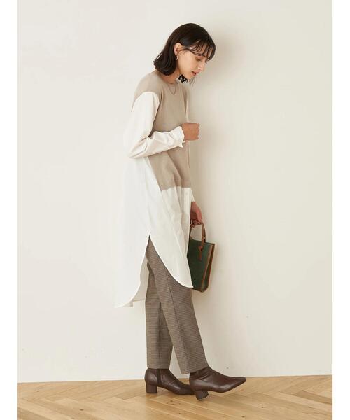 earth music&ecology（アースミュージックアンドエコロジー）の「レイヤード風ニットワンピース ＊（ワンピース・レディース・ブラック/ライトベージュ/ミント・FREE）」の22枚目の写真