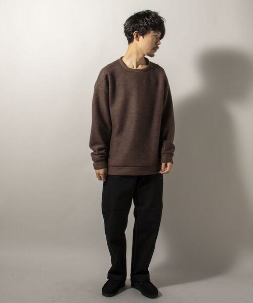 GLOSTER(グロスター)の「【GLOSTER/グロスター】起毛リブニットソー クルーネックプルオーバー(Tシャツ/カットソー・メンズ・ブラック/ダークブラウン/グレー・MEDIUM/LARGE)」の4枚目の写真