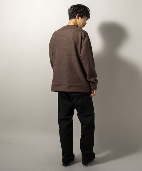 GLOSTER(グロスター)の「【GLOSTER/グロスター】起毛リブニットソー クルーネックプルオーバー(Tシャツ/カットソー・メンズ・ブラック/ダークブラウン/グレー・MEDIUM/LARGE)」の5枚目の写真