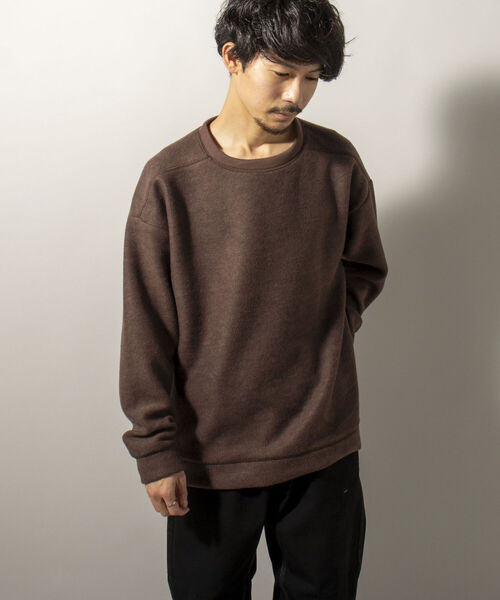 GLOSTER(グロスター)の「【GLOSTER/グロスター】起毛リブニットソー クルーネックプルオーバー(Tシャツ/カットソー・メンズ・ブラック/ダークブラウン/グレー・MEDIUM/LARGE)」の6枚目の写真