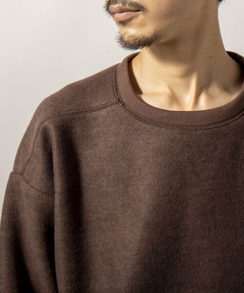 GLOSTER(グロスター)の「【GLOSTER/グロスター】起毛リブニットソー クルーネックプルオーバー(Tシャツ/カットソー・メンズ・ブラック/ダークブラウン/グレー・MEDIUM/LARGE)」の8枚目の写真