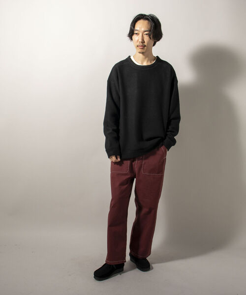 GLOSTER(グロスター)の「【GLOSTER/グロスター】起毛リブニットソー クルーネックプルオーバー(Tシャツ/カットソー・メンズ・ブラック/ダークブラウン/グレー・MEDIUM/LARGE)」の11枚目の写真