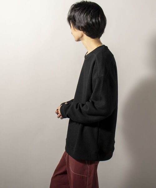 GLOSTER(グロスター)の「【GLOSTER/グロスター】起毛リブニットソー クルーネックプルオーバー(Tシャツ/カットソー・メンズ・ブラック/ダークブラウン/グレー・MEDIUM/LARGE)」の15枚目の写真