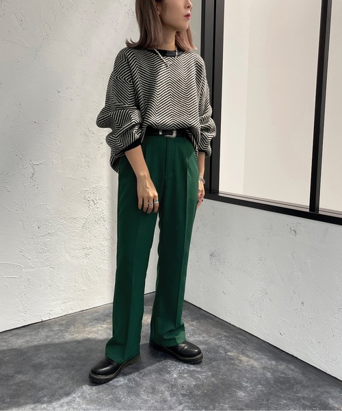 apres jour mignon(アプレジュールミニョン)の「ヘリンボーン柄ニット【ZOZOTOWN限定アイテム】(ニット/セーター・レディース・モカ/グリーン系その他/ブラック系その他・フリー/X-LARGE)」の20枚目の写真