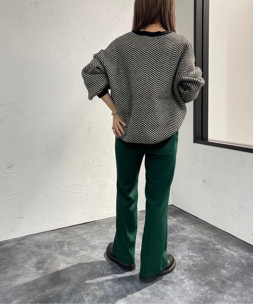apres jour mignon(アプレジュールミニョン)の「ヘリンボーン柄ニット【ZOZOTOWN限定アイテム】(ニット/セーター・レディース・モカ/グリーン系その他/ブラック系その他・フリー/X-LARGE)」の12枚目の写真