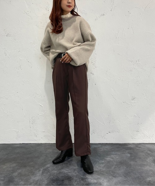 apres jour mignon(アプレジュールミニョン)の「ヘリンボーン柄ニット【ZOZOTOWN限定アイテム】(ニット/セーター・レディース・モカ/グリーン系その他/ブラック系その他・フリー/X-LARGE)」の15枚目の写真