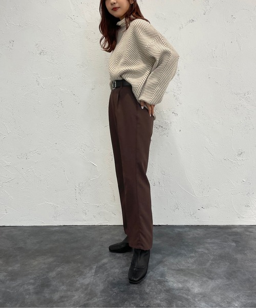 apres jour mignon(アプレジュールミニョン)の「ヘリンボーン柄ニット【ZOZOTOWN限定アイテム】(ニット/セーター・レディース・モカ/グリーン系その他/ブラック系その他・フリー/X-LARGE)」の19枚目の写真