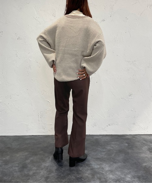 apres jour mignon(アプレジュールミニョン)の「ヘリンボーン柄ニット【ZOZOTOWN限定アイテム】(ニット/セーター・レディース・モカ/グリーン系その他/ブラック系その他・フリー/X-LARGE)」の10枚目の写真