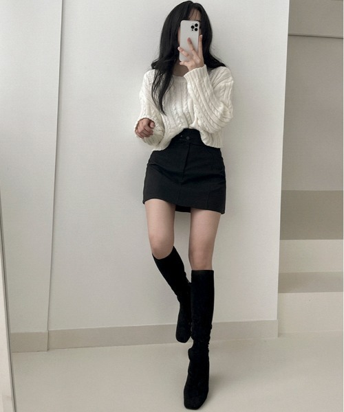 BEIDELLI（ベイデリー）の「[BELLIDE MADE] アンバランスボタンミニスカート（スカート・レディース・ブラック/ブラウン・SMALL/MEDIUM）」の15枚目の写真