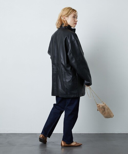 FREAK'S STORE(フリークスストア)の「▽【WEB限定】フェイクレザースタンドカラーブルゾン(ブルゾン・レディース・ブラック/ダークブラウン・フリ-)」の18枚目の写真