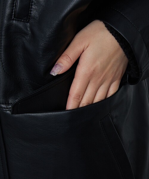 FREAK'S STORE(フリークスストア)の「▽【WEB限定】フェイクレザースタンドカラーブルゾン(ブルゾン・レディース・ブラック/ダークブラウン・フリ-)」の13枚目の写真