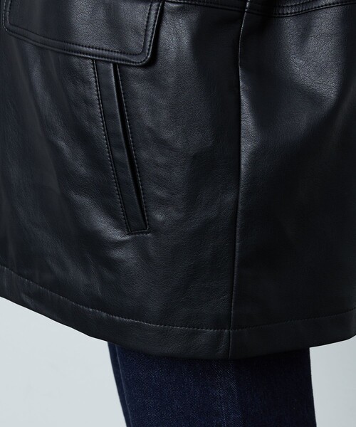 FREAK'S STORE(フリークスストア)の「▽【WEB限定】フェイクレザースタンドカラーブルゾン(ブルゾン・レディース・ブラック/ダークブラウン・フリ-)」の7枚目の写真