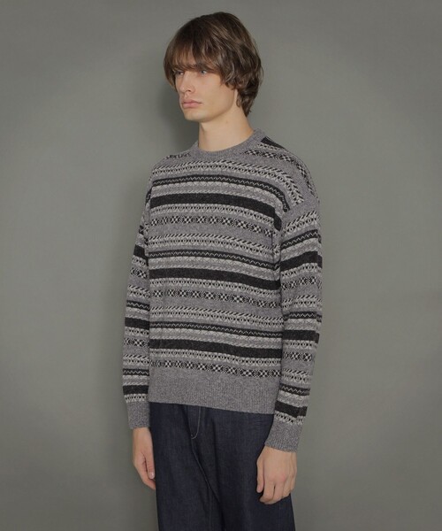 MACKINTOSH LONDON（マッキントッシュ ロンドン）の「5ゲージフェアアイル柄クルーネックニット（ニット/セーター・メンズ・チャコールグレー/ベージュ系その他4・M/L/LL）」の6枚目の写真