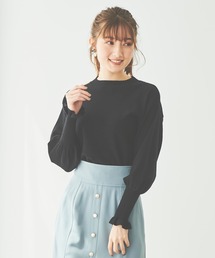 モックネックロングカフスニットプルオーバー