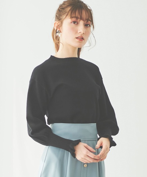 31 Sons de mode（トランテアン　ソン　ドゥ　モード）の「モックネックロングカフスニットプルオーバー（ニット/セーター・レディース・ブラック/マスタード/ピンク・36）」の16枚目の写真