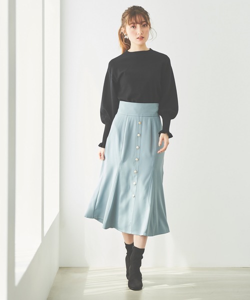 31 Sons de mode（トランテアン　ソン　ドゥ　モード）の「モックネックロングカフスニットプルオーバー（ニット/セーター・レディース・ブラック/マスタード/ピンク・36）」の8枚目の写真