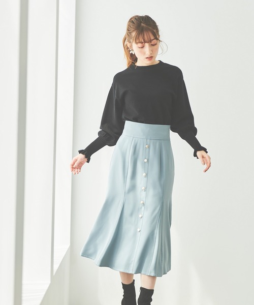 31 Sons de mode（トランテアン　ソン　ドゥ　モード）の「モックネックロングカフスニットプルオーバー（ニット/セーター・レディース・ブラック/マスタード/ピンク・36）」の21枚目の写真