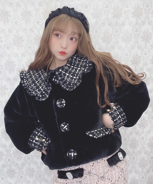 Swankiss（スワンキス）の「TS tweed fur C/T（その他アウター・レディース・ピンク/ブラック/ベージュ・FREE）」の9枚目の写真