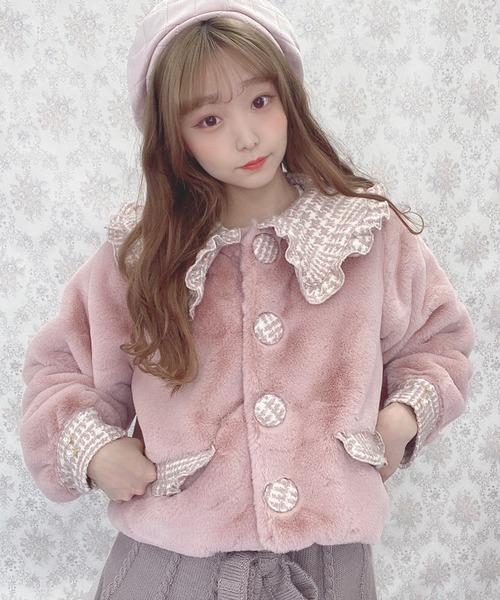 Swankiss（スワンキス）の「TS tweed fur C/T（その他アウター・レディース・ピンク/ブラック/ベージュ・FREE）」の8枚目の写真