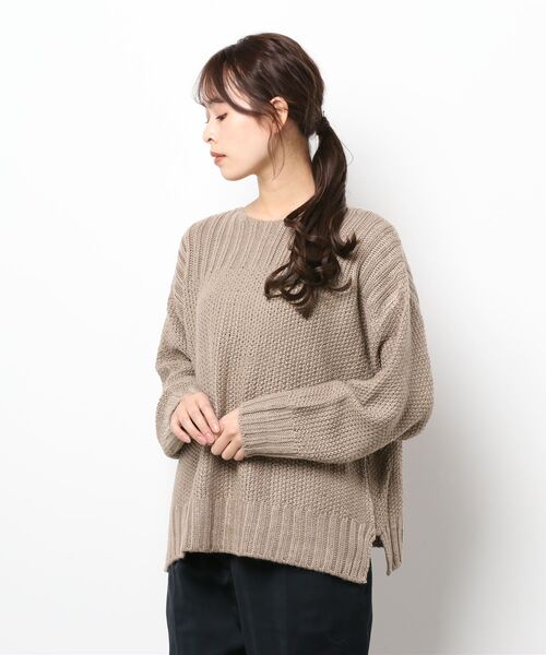 Samansa Mos2(サマンサ モスモス)の「切替タック編み前後着ニット(ニット/セーター・レディース・オリーブ/モカ/ラベンダー/キナリ・フリ-)」の9枚目の写真