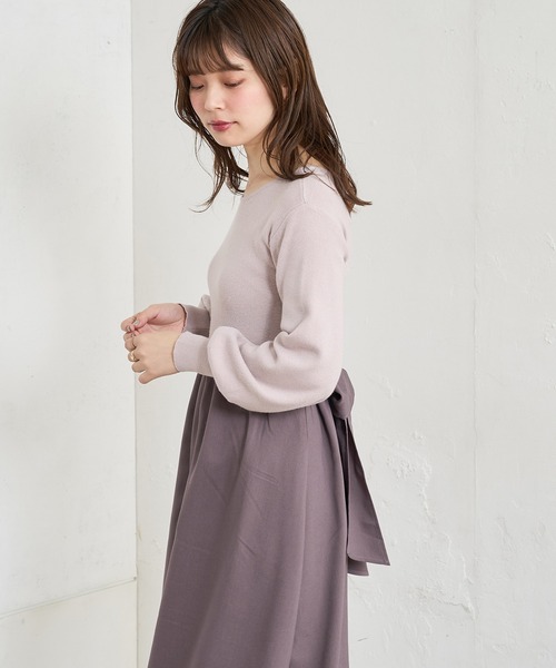 natural couture(ナチュラルクチュール)の「前後2WAYドッキングニットワンピース(ワンピース・レディース・その他1/グレイッシュベージュ/その他2/ブラック・FREE)」の3枚目の写真