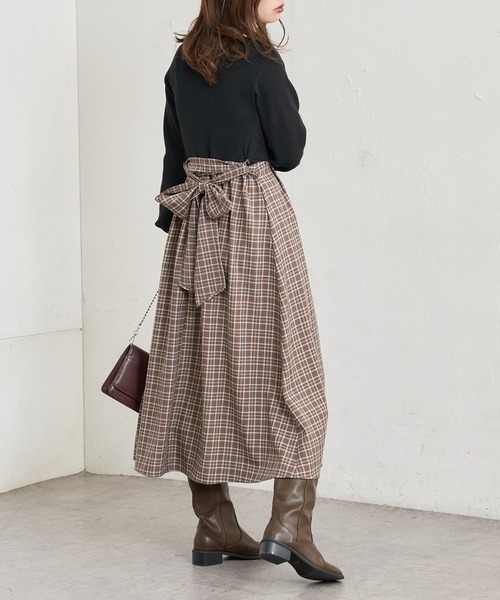 natural couture(ナチュラルクチュール)の「前後2WAYドッキングニットワンピース(ワンピース・レディース・その他1/グレイッシュベージュ/その他2/ブラック・FREE)」の5枚目の写真