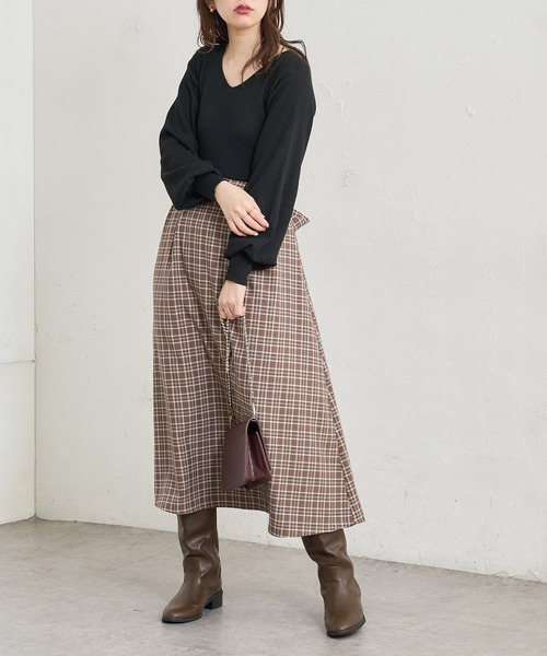 natural couture(ナチュラルクチュール)の「前後2WAYドッキングニットワンピース(ワンピース・レディース・その他1/グレイッシュベージュ/その他2/ブラック・FREE)」の6枚目の写真