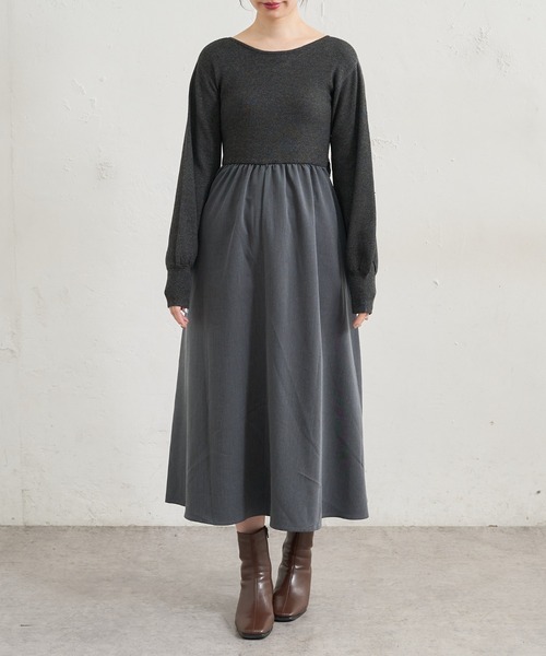 natural couture(ナチュラルクチュール)の「前後2WAYドッキングニットワンピース(ワンピース・レディース・その他1/グレイッシュベージュ/その他2/ブラック・FREE)」の16枚目の写真