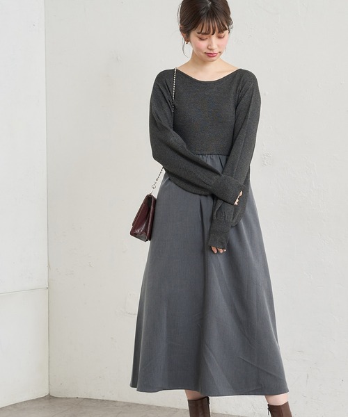 natural couture(ナチュラルクチュール)の「前後2WAYドッキングニットワンピース(ワンピース・レディース・その他1/グレイッシュベージュ/その他2/ブラック・FREE)」の19枚目の写真