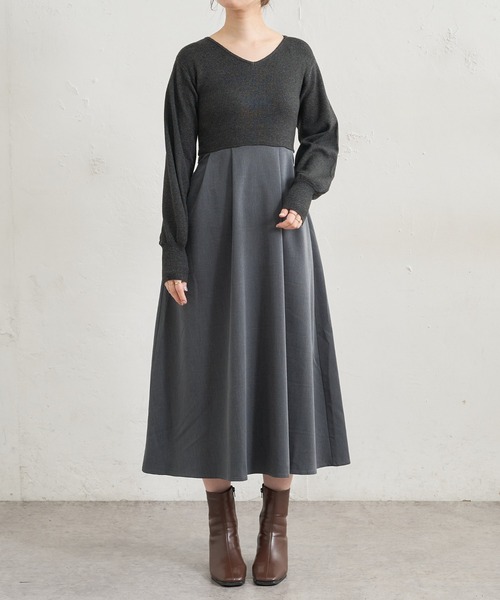 natural couture(ナチュラルクチュール)の「前後2WAYドッキングニットワンピース(ワンピース・レディース・その他1/グレイッシュベージュ/その他2/ブラック・FREE)」の9枚目の写真
