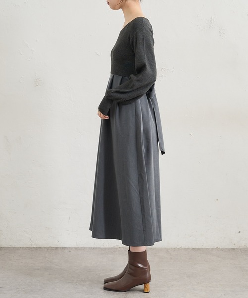 natural couture(ナチュラルクチュール)の「前後2WAYドッキングニットワンピース(ワンピース・レディース・その他1/グレイッシュベージュ/その他2/ブラック・FREE)」の10枚目の写真