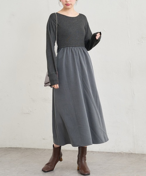 natural couture(ナチュラルクチュール)の「前後2WAYドッキングニットワンピース(ワンピース・レディース・その他1/グレイッシュベージュ/その他2/ブラック・FREE)」の18枚目の写真