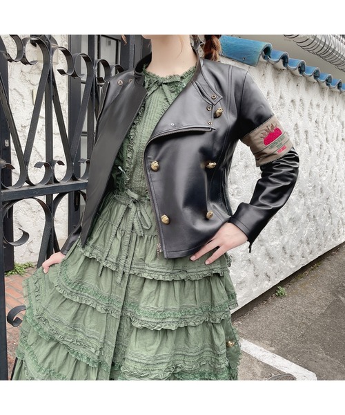 PINK HOUSE（ピンクハウス）の「ラムレザーライダースジャケット（ライダースジャケット・レディース・レッド/ブラック・MEDIUM/LARGE）」の7枚目の写真