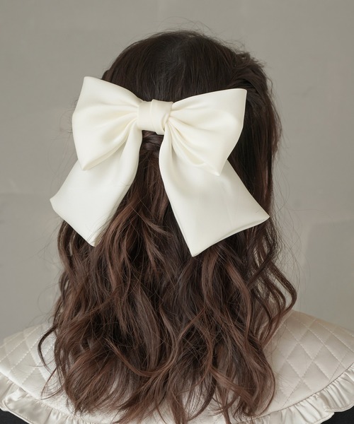 サテンリボンヘアクリップ（バレッタ/ヘアクリップ）｜SPINNS
