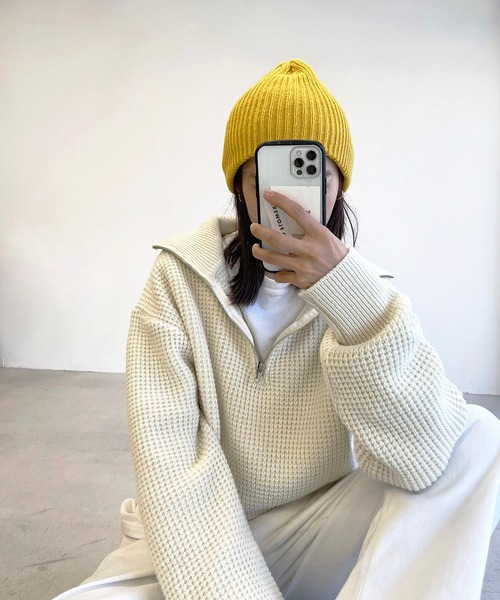 CANAL JEAN（キャナルジーン）の「El mar(エルマール) カラーリブニットcap（ニットキャップ/ビーニー・レディース・ブラック/イエロー/オレンジ/グリーン/レッド系その他・ONE SIZE）」の4枚目の写真