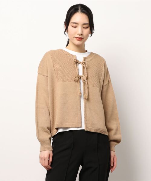 Samansa Mos2（サマンサ モスモス）の「リボン前後着ニットカーディガン（カーディガン/ボレロ・レディース・ブラック/ベージュ/レッド/キナリ・ﾌﾘ-）」の9枚目の写真