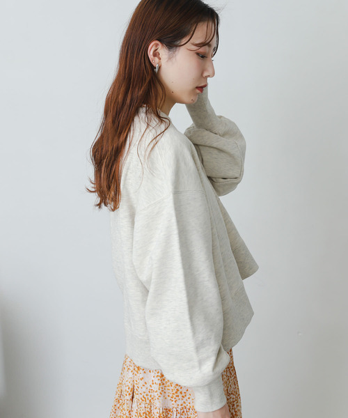SENSE OF PLACE by URBAN RESEARCH（センスオブプレイスバイアーバンリサーチ）の「ルーズショートスウェットシャツ（スウェット・レディース・オフホワイト/ネイビー/ライトベージュ・ONE）」の8枚目の写真