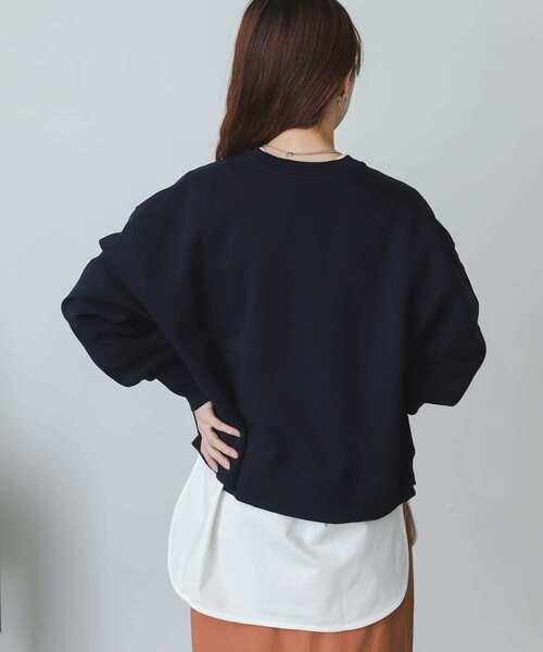 SENSE OF PLACE by URBAN RESEARCH（センスオブプレイスバイアーバンリサーチ）の「ルーズショートスウェットシャツ（スウェット・レディース・オフホワイト/ネイビー/ライトベージュ・ONE）」の5枚目の写真