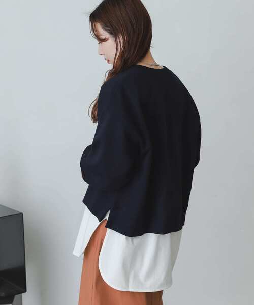 SENSE OF PLACE by URBAN RESEARCH（センスオブプレイスバイアーバンリサーチ）の「ルーズショートスウェットシャツ（スウェット・レディース・オフホワイト/ネイビー/ライトベージュ・ONE）」の18枚目の写真