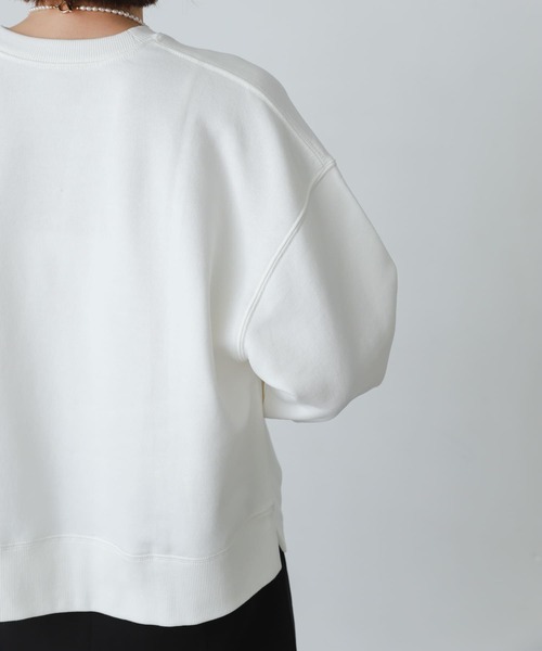 SENSE OF PLACE by URBAN RESEARCH（センスオブプレイスバイアーバンリサーチ）の「ルーズショートスウェットシャツ（スウェット・レディース・オフホワイト/ネイビー/ライトベージュ・ONE）」の6枚目の写真
