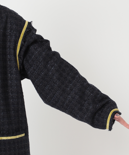 CITYSHOP（シティーショップ）の「FANCY TWEED ジャケット（ノーカラージャケット・レディース・ブラック/サックスブルー・36/38）」の13枚目の写真