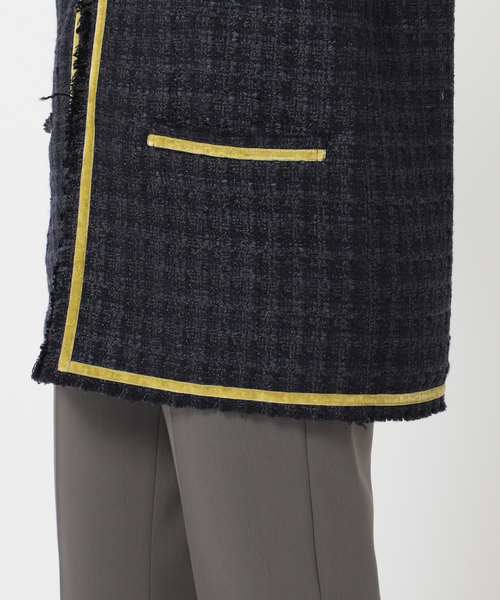 CITYSHOP（シティーショップ）の「FANCY TWEED ジャケット（ノーカラージャケット・レディース・ブラック/サックスブルー・36/38）」の15枚目の写真